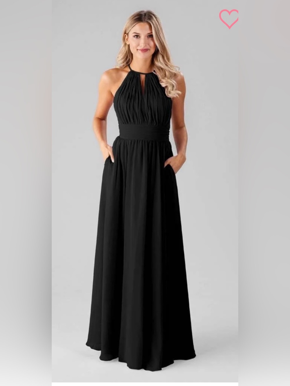 Black High Neck Key Hole Bridesmaid Dress
